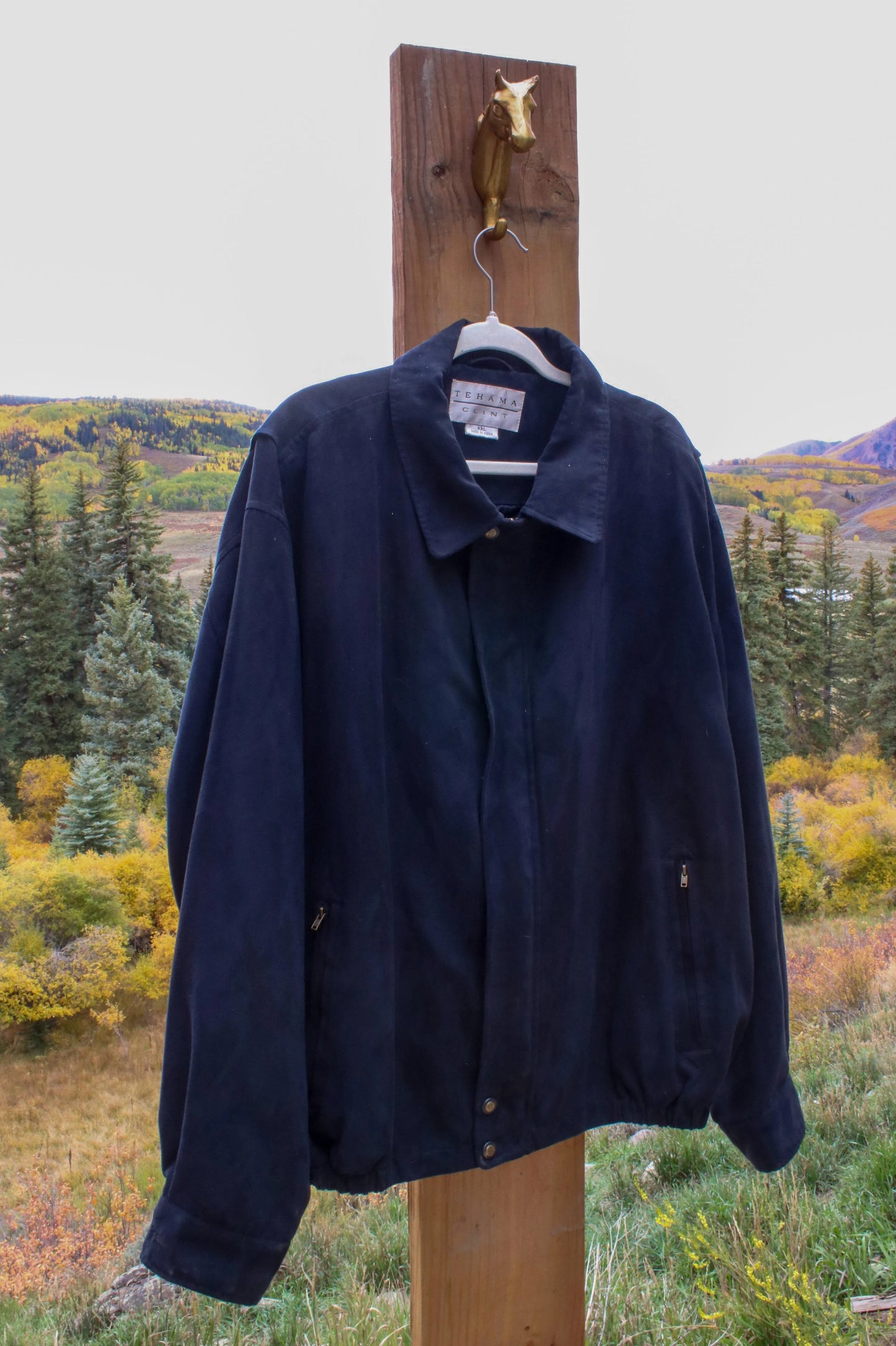 “Lodge Life” – Upcycled Vintage Tehama Bomber Jacket w/ Moose Patch