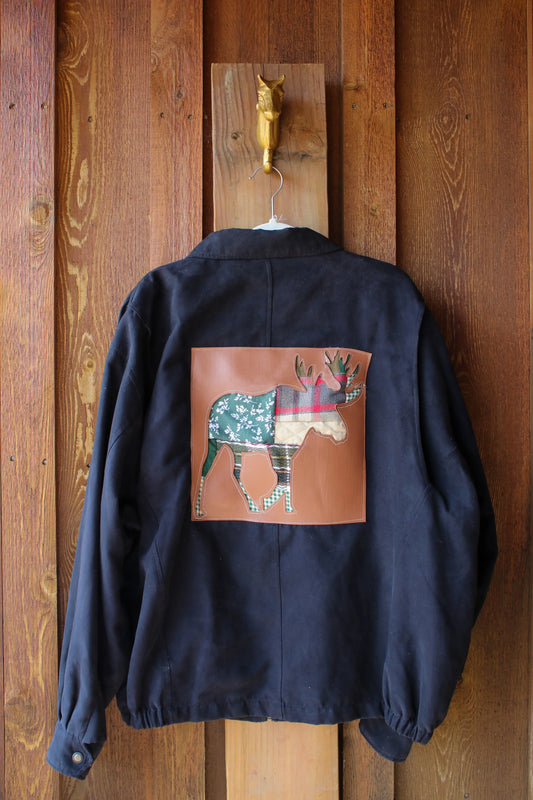 “Lodge Life” – Upcycled Vintage Tehama Bomber Jacket w/ Moose Patch
