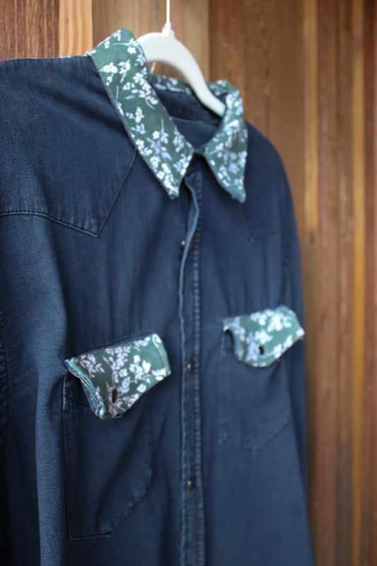 “Frontier Bloom” – Upcycled Vintage Gap Buttondown