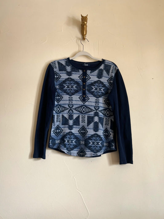 Chaps Denim Women’s Southwestern Print Long Sleeve Henley