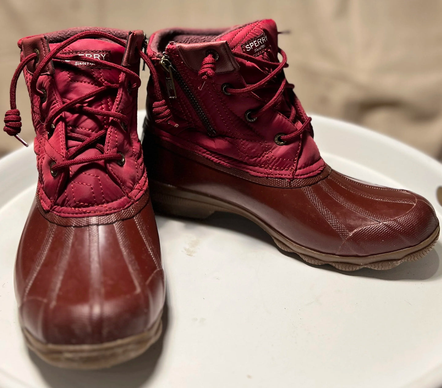 Sperry Women's Saltwater Nylon Quilt Rain Boot - Red