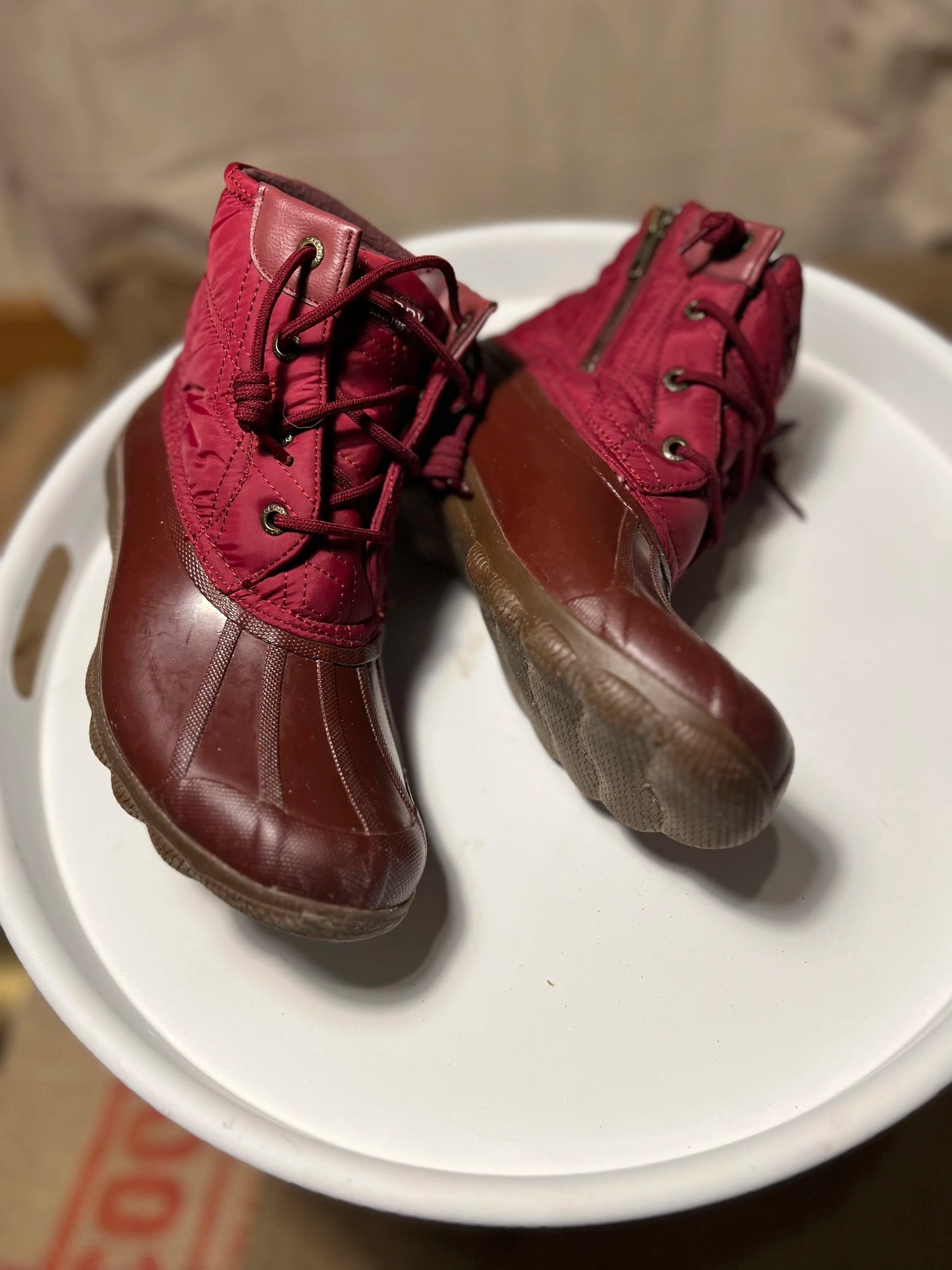 Sperry Women's Saltwater Nylon Quilt Rain Boot - Red