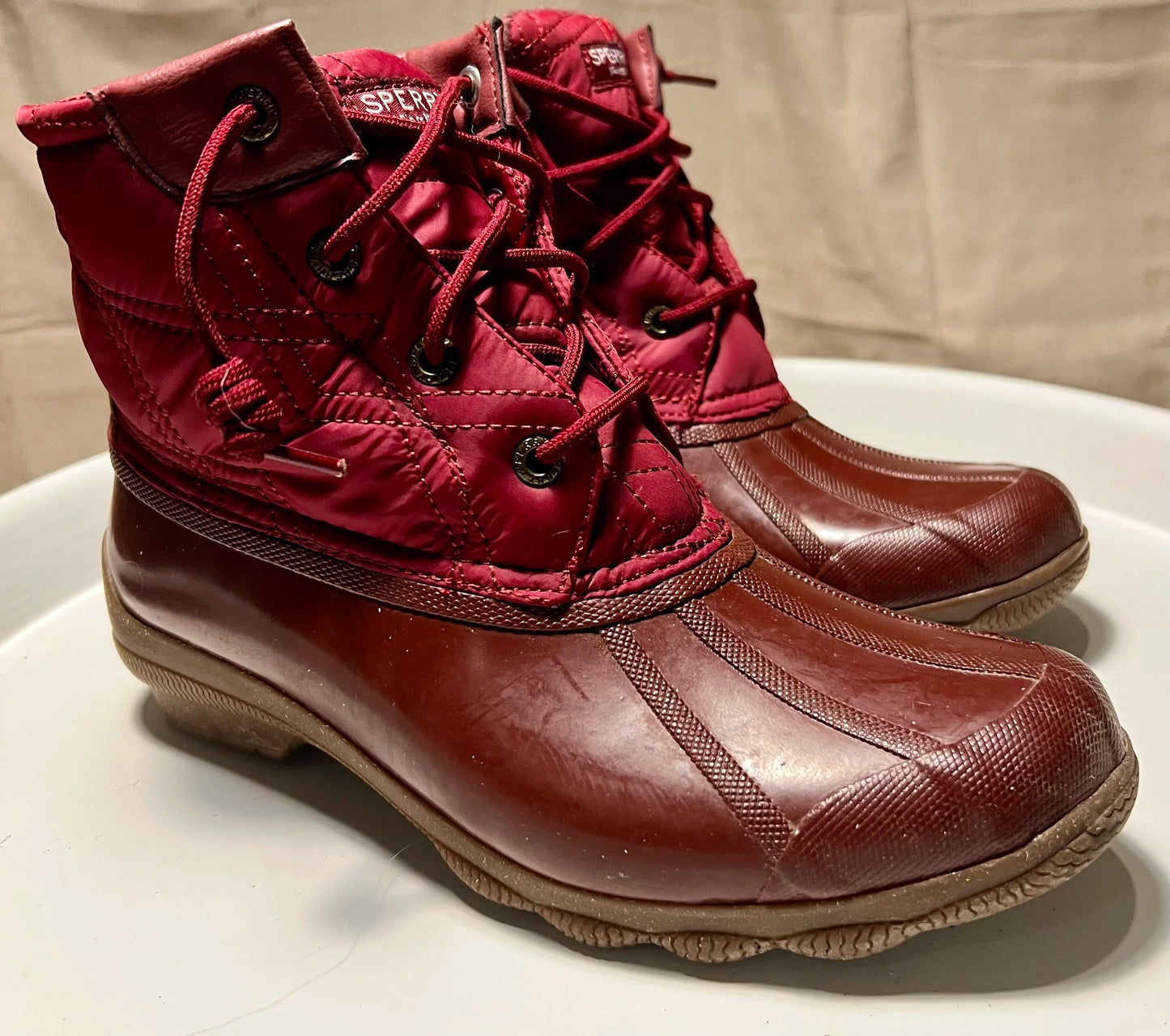 Sperry Women's Saltwater Nylon Quilt Rain Boot - Red